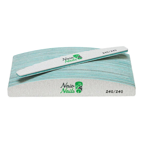 Paquet de 25 - Limes à ongles demi-lune gris zèbre grain 240/240