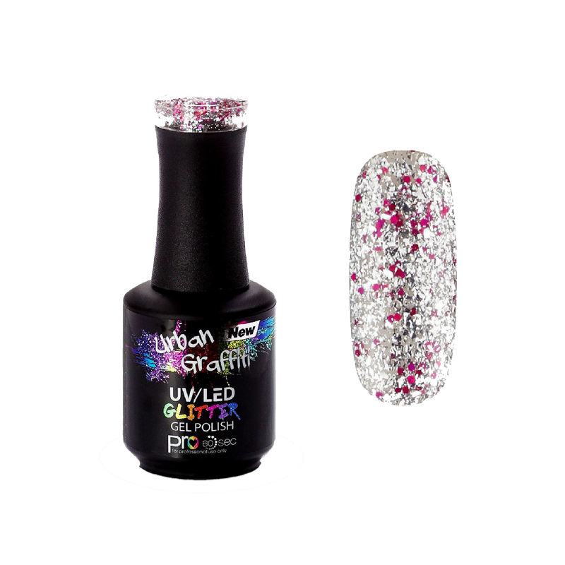Dance Floor - UGGP-A0909 Pinker und silberner Glitzer-Gel-Nagellack Urban Graffiti 15 ml