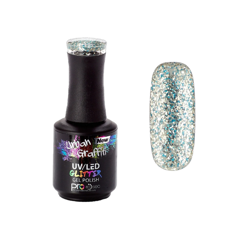 Winter Waterfall - UGGP-A0912 Urban Graffiti modrý a strieborný glitter gélový lak 15ml